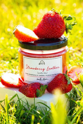 Rustic Charm Strawberry Leather 12 Oz Candle - Darseys Furniture & Mattress
